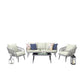 Manhattan Comfort Riviera Rope Wicker 4-Piece 5 Seater Patio Conversation Set With Cushions In Cream