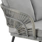 Manhattan Comfort Riviera Rope Wicker 4-Piece 5 Seater Patio Conversation Set With Cushions In Gray