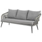 Manhattan Comfort Riviera Rope Wicker 4-Piece 5 Seater Patio Conversation Set With Cushions In Gray