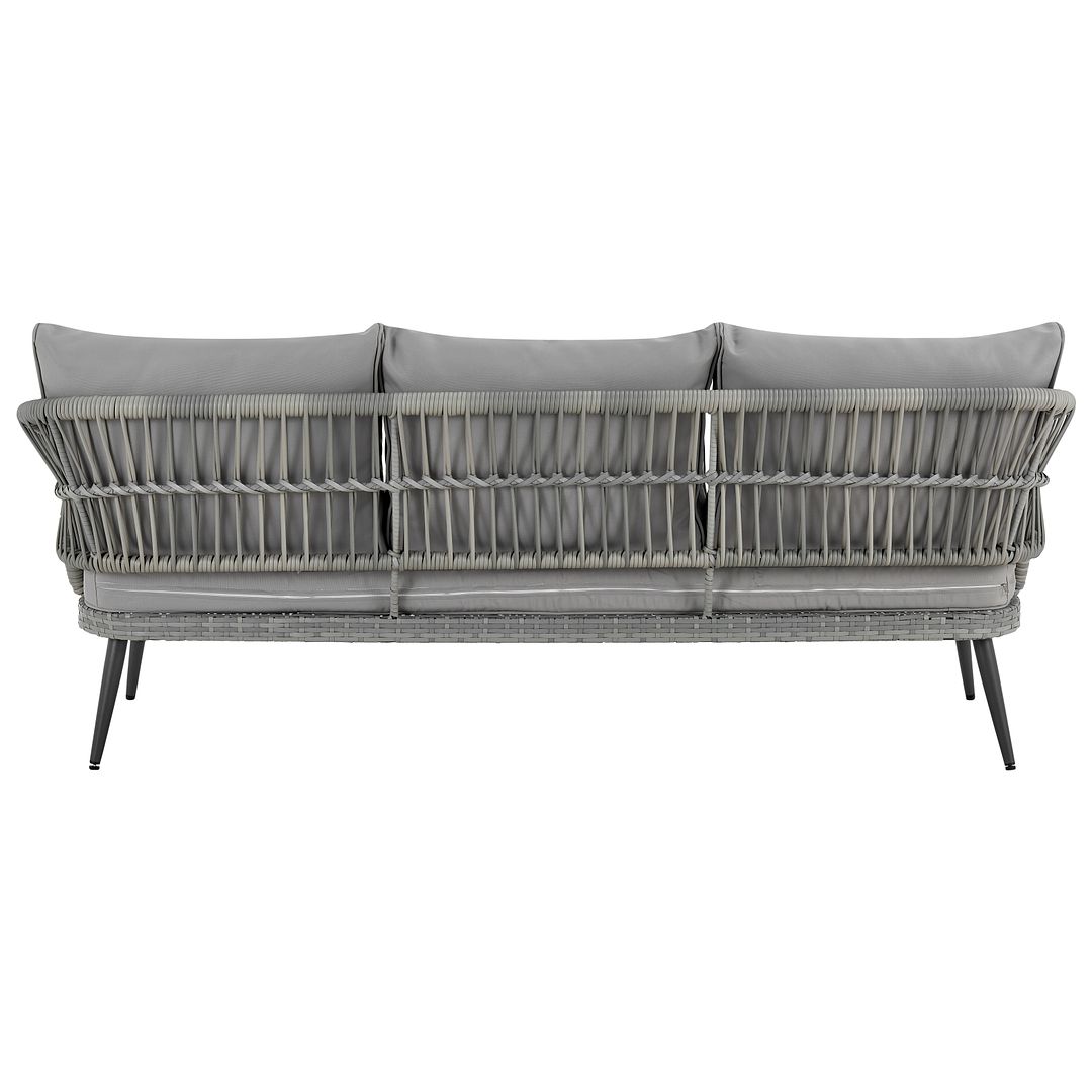 Manhattan Comfort Riviera Rope Wicker 4-Piece 5 Seater Patio Conversation Set With Cushions In Gray