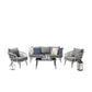 Manhattan Comfort Riviera Rope Wicker 4-Piece 5 Seater Patio Conversation Set With Cushions In Gray