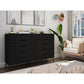 Manhattan Comfort Rockefeller 10-Drawer Double Tall Cabinet With Metal Legs In Black