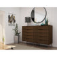 Manhattan Comfort Rockefeller 10-Drawer Double Tall Cabinet With Metal Legs In Brown