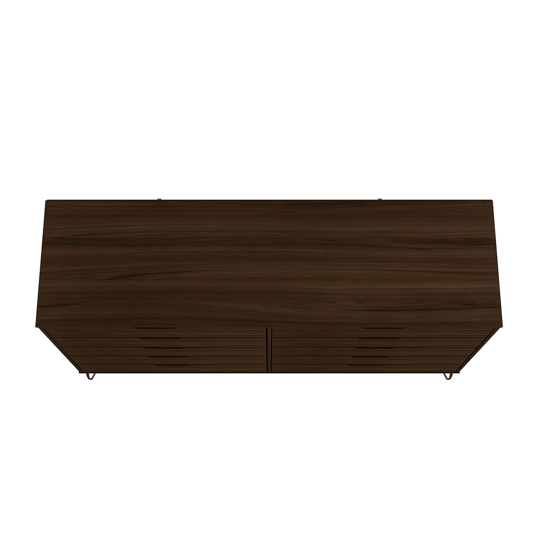 Manhattan Comfort Rockefeller 10-Drawer Double Tall Cabinet With Metal Legs In Brown