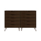 Manhattan Comfort Rockefeller 10-Drawer Double Tall Cabinet With Metal Legs In Brown