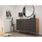 Manhattan Comfort Rockefeller 10-Drawer Double Tall Cabinet With Metal Legs In Nature & Textured Gray