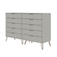 Manhattan Comfort Rockefeller 10-Drawer Double Tall Cabinet With Metal Legs In Off White & Nature