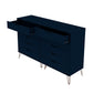 Manhattan Comfort Rockefeller 10-Drawer Double Tall Cabinet With Metal Legs In Tatiana Midnight Blue
