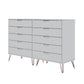 Manhattan Comfort Rockefeller 10-Drawer Double Tall Cabinet With Metal Legs In White