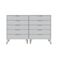 Manhattan Comfort Rockefeller 10-Drawer Double Tall Cabinet With Metal Legs In White