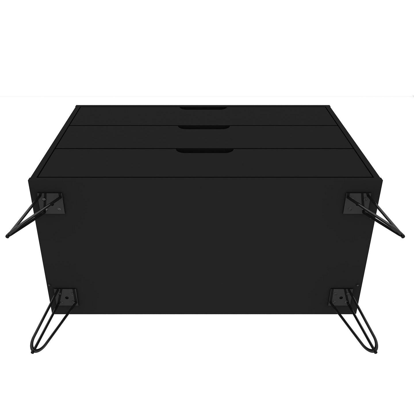 Manhattan Comfort Rockefeller 3-Drawer Black Dressers In A Set Of 2