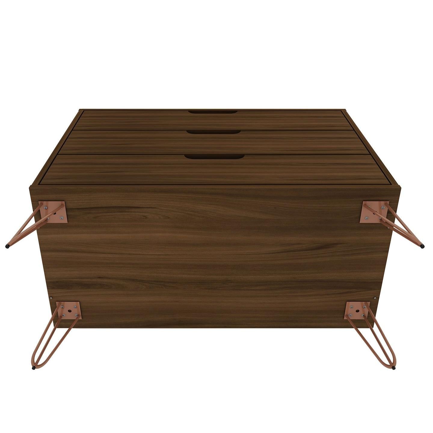 Manhattan Comfort Rockefeller 3-Drawer Brown Dressers In A Set Of 2