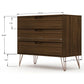 Manhattan Comfort Rockefeller 3-Drawer Brown Dressers In A Set Of 2
