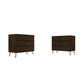 Manhattan Comfort Rockefeller 3-Drawer Brown Dressers In A Set Of 2