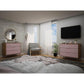 Manhattan Comfort Rockefeller 3-Drawer Nature & Rose Pink Dressers In A Set Of 2