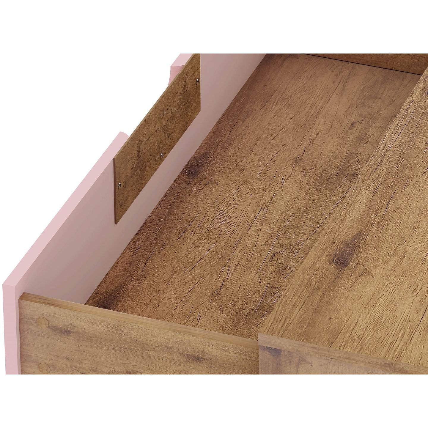Manhattan Comfort Rockefeller 3-Drawer Nature & Rose Pink Dressers In A Set Of 2