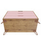 Manhattan Comfort Rockefeller 3-Drawer Nature & Rose Pink Dressers In A Set Of 2
