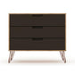 Manhattan Comfort Rockefeller 3-Drawer Nature & Textured Gray Dressers In A Set Of 2