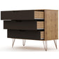 Manhattan Comfort Rockefeller 3-Drawer Nature & Textured Gray Dressers In A Set Of 2