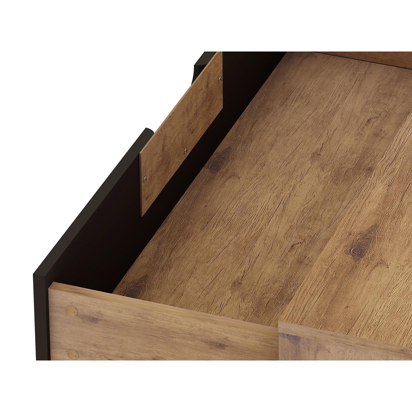 Manhattan Comfort Rockefeller 3-Drawer Nature & Textured Gray Dressers In A Set Of 2