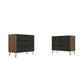 Manhattan Comfort Rockefeller 3-Drawer Nature & Textured Gray Dressers In A Set Of 2