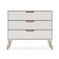 Manhattan Comfort Rockefeller 3-Drawer Off White & Nature Dressers In A Set Of 2