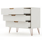 Manhattan Comfort Rockefeller 3-Drawer Off White & Nature Dressers In A Set Of 2