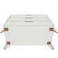 Manhattan Comfort Rockefeller 3-Drawer Off White & Nature Dressers In A Set Of 2