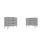 Manhattan Comfort Rockefeller 3-Drawer Off White & Nature Dressers In A Set Of 2