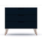 Manhattan Comfort Rockefeller 3-Drawer Tatiana Midnight Blue Dressers In A Set Of 2