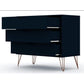 Manhattan Comfort Rockefeller 3-Drawer Tatiana Midnight Blue Dressers In A Set Of 2