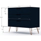 Manhattan Comfort Rockefeller 3-Drawer Tatiana Midnight Blue Dressers In A Set Of 2