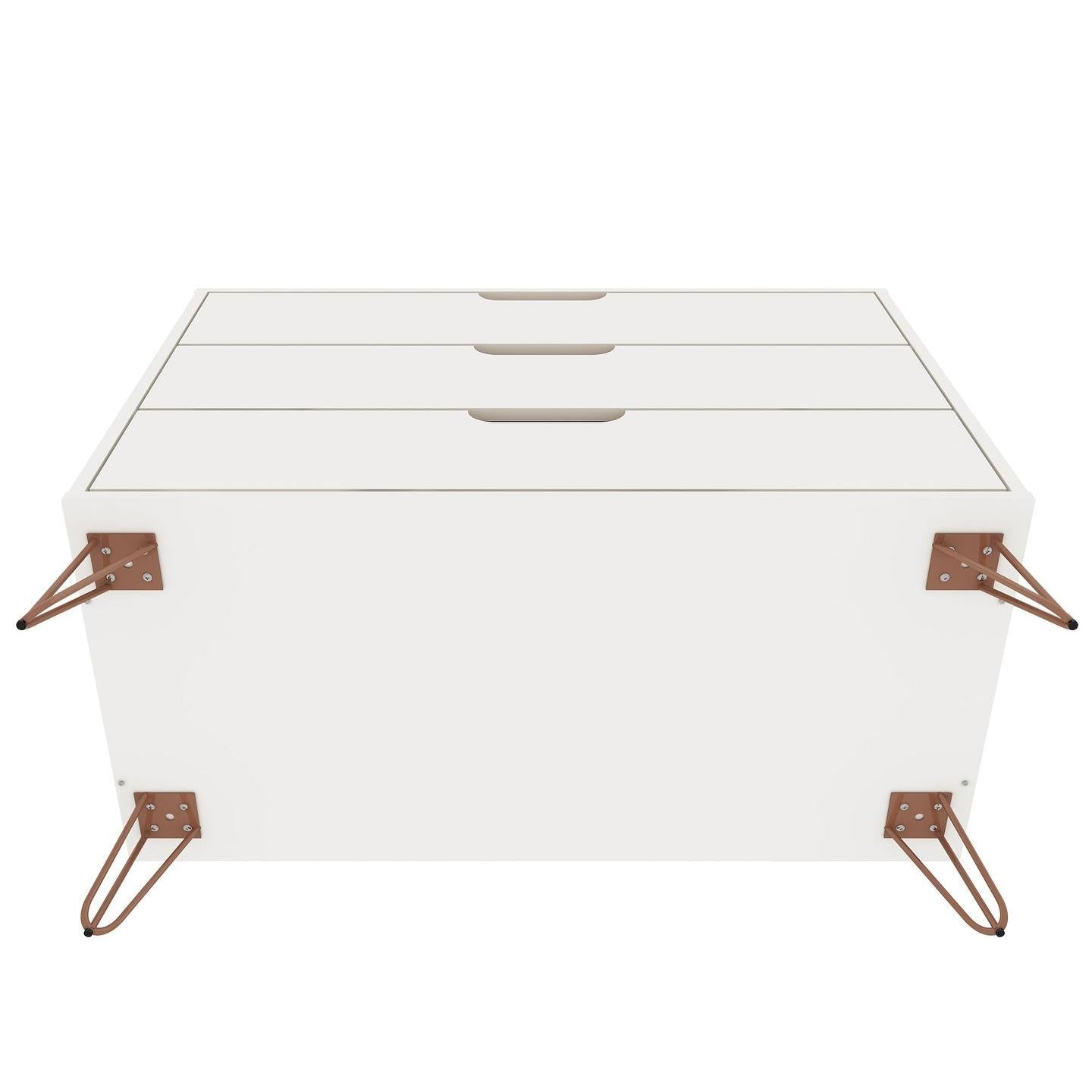 Manhattan Comfort Rockefeller 3-Drawer White Dressers In A Set Of 2