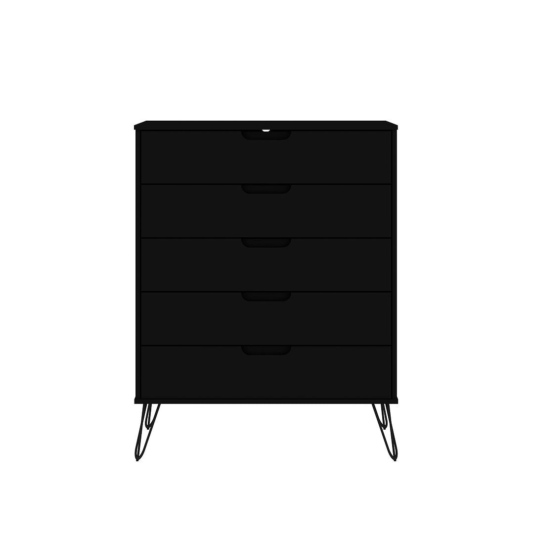 Manhattan Comfort Rockefeller 5-Drawer & 3-Drawer Black Dresser Cabinet Set