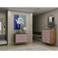 Manhattan Comfort Rockefeller 5-Drawer & 3-Drawer Nature & Rose Pink Dresser Cabinet Set