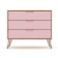 Manhattan Comfort Rockefeller 5-Drawer & 3-Drawer Nature & Rose Pink Dresser Cabinet Set
