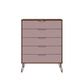 Manhattan Comfort Rockefeller 5-Drawer & 3-Drawer Nature & Rose Pink Dresser Cabinet Set