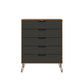 Manhattan Comfort Rockefeller 5-Drawer & 3-Drawer Nature & Textured Gray Dresser Cabinet Set