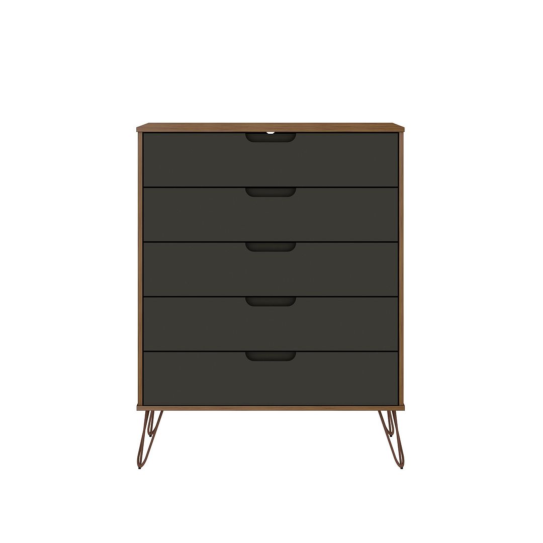 Manhattan Comfort Rockefeller 5-Drawer & 3-Drawer Nature & Textured Gray Dresser Cabinet Set