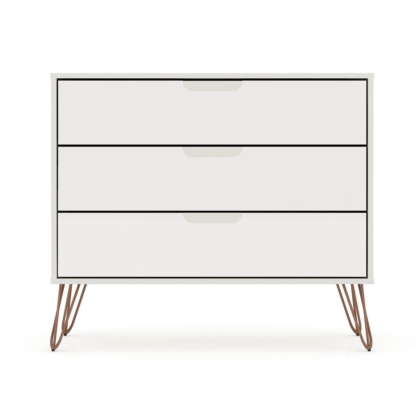 Manhattan Comfort Rockefeller 5-Drawer & 3-Drawer Off White Dresser Cabinet Set