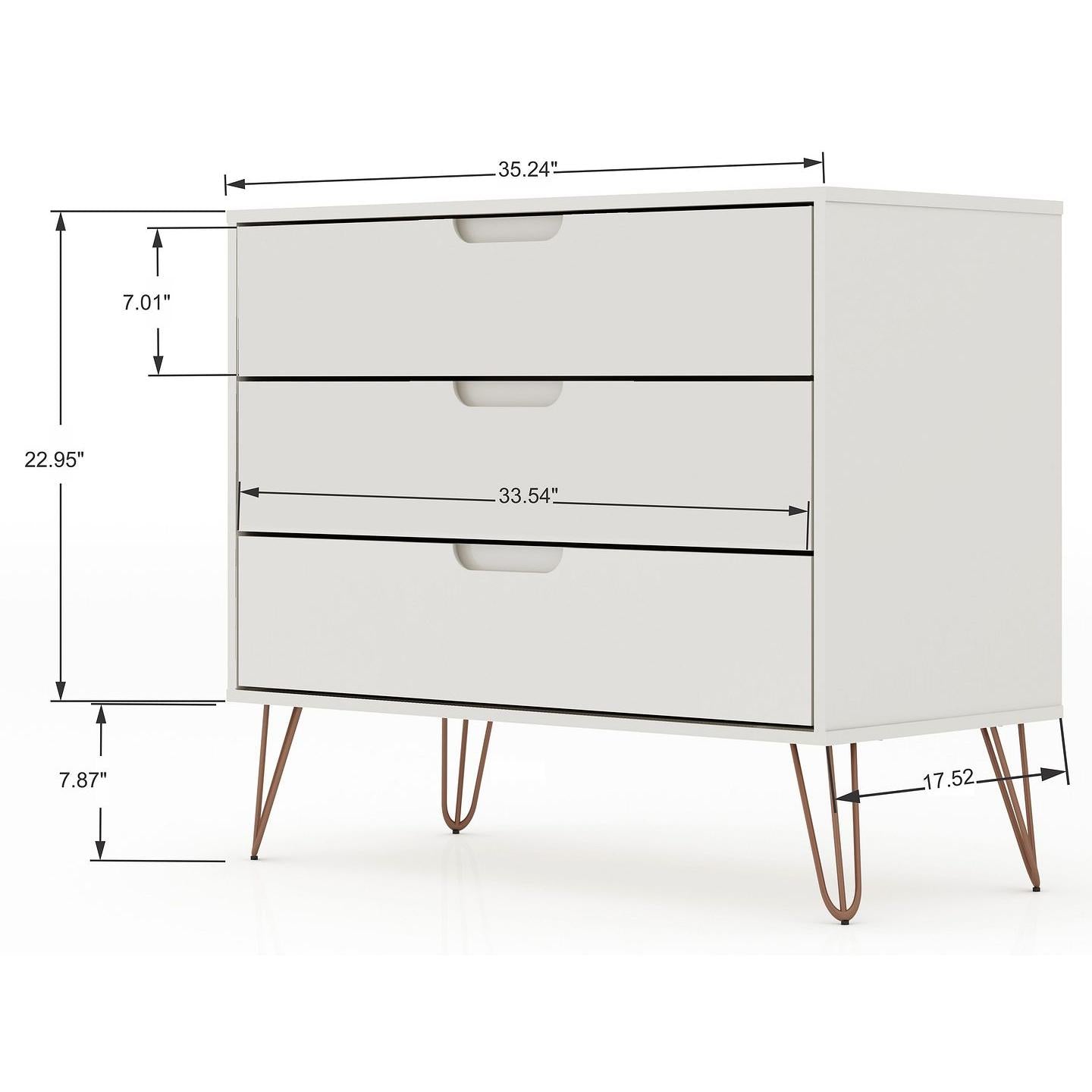 Manhattan Comfort Rockefeller 5-Drawer & 3-Drawer Off White Dresser Cabinet Set