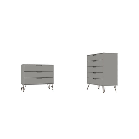 Manhattan Comfort Rockefeller 5-Drawer & 3-Drawer Off White Dresser Cabinet Set