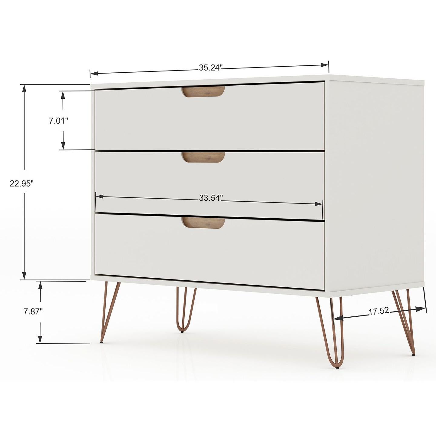 Manhattan Comfort Rockefeller 5-Drawer & 3-Drawer Off White & Nature Dresser Cabinet Set