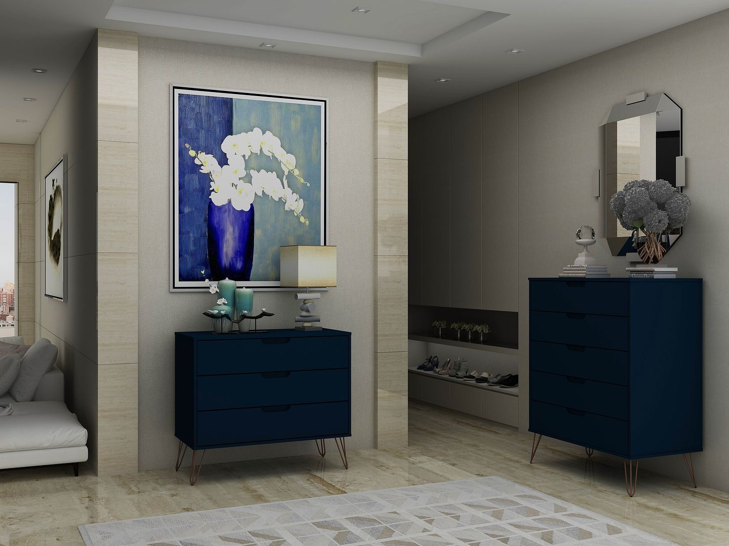 Manhattan Comfort Rockefeller 5-Drawer & 3-Drawer Tatiana Midnight Blu Kitchen Oasis Manhattan Comfort Rockefeller 5-Drawer & 3-Drawer Tatiana Midnight Blu Kitchen Oasis