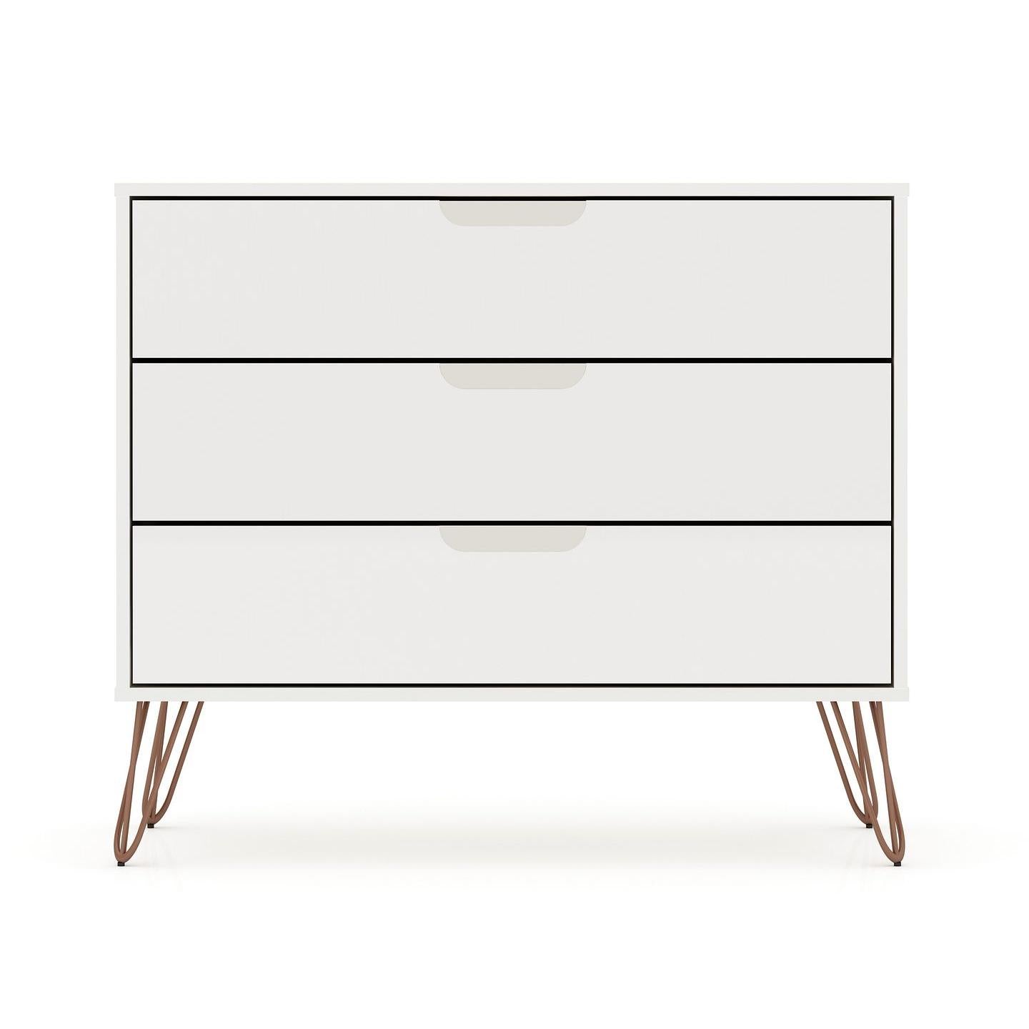 Manhattan Comfort Rockefeller 5-Drawer & 3-Drawer White Dresser Cabinet Set