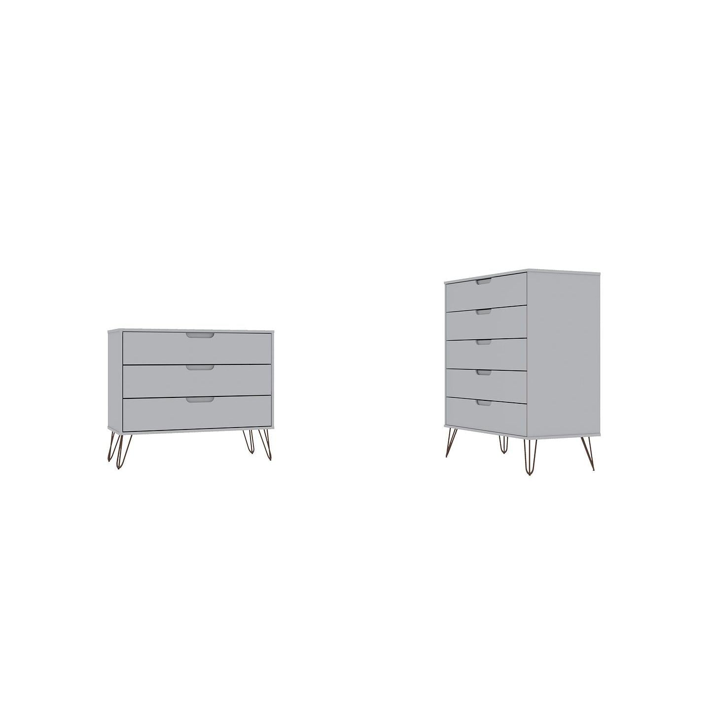 Manhattan Comfort Rockefeller 5-Drawer & 3-Drawer White Dresser Cabinet Set