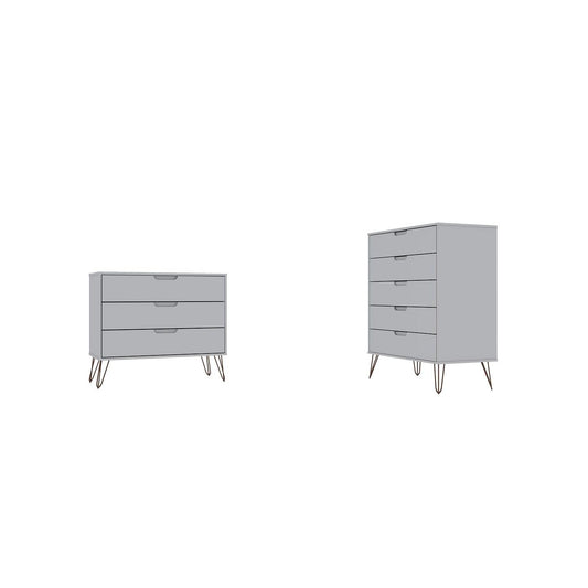 Manhattan Comfort Rockefeller 5-Drawer & 3-Drawer White Dresser Cabinet Set