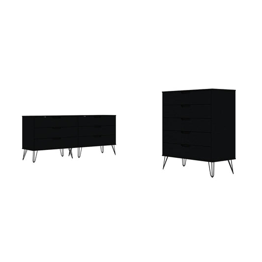 Manhattan Comfort Rockefeller 5-Drawer & 6-Drawer Black Dresser Cabinet Set