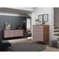 Manhattan Comfort Rockefeller 5-Drawer & 6-Drawer Nature & Rose Pink Dresser Cabinet Set