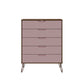 Manhattan Comfort Rockefeller 5-Drawer & 6-Drawer Nature & Rose Pink Dresser Cabinet Set